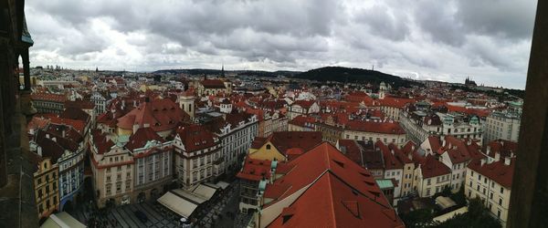 Panoramic view of town against sky