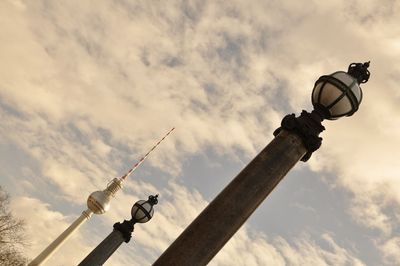 Low angle view of street light against sky