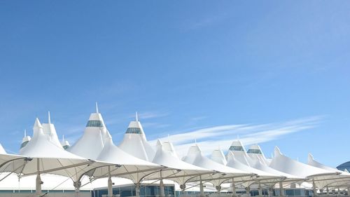 Panoramic view of built structure against blue sky