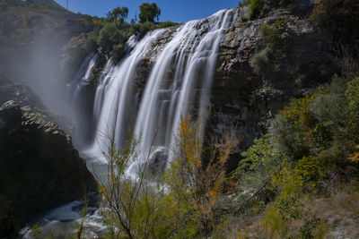 Scenic view of waterfall. tortum waterfall in turkey