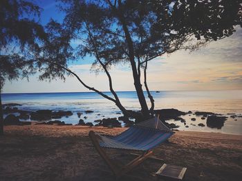 Scenic view of beach during sunset