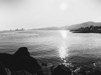 Scenic view of sea against clear sky