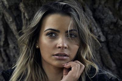 Close-up portrait of a beautiful young woman