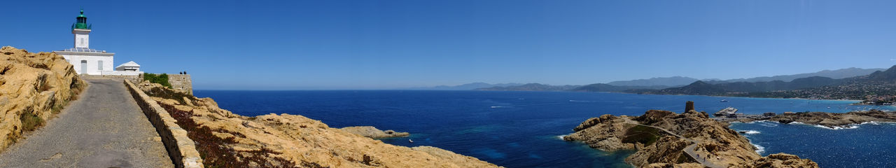 Scenic view of sea against clear sky