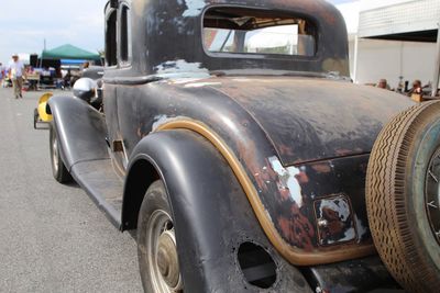 Close-up of abandoned car