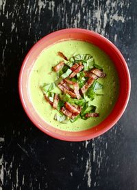 High angle view of food in bowl