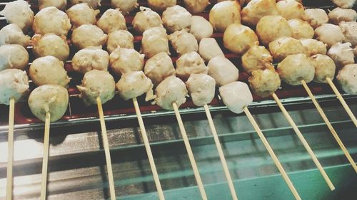 Close-up of onions on barbecue grill