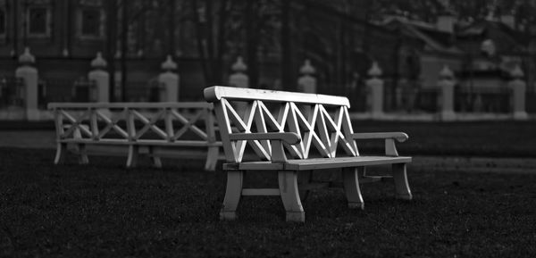 Empty benches outside palace