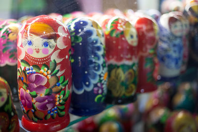 Close-up of russian nesting dolls for sale in store