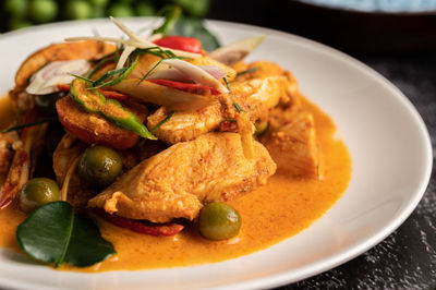 Close-up of meal served in plate