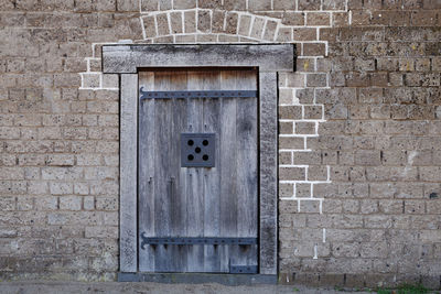 Closed door of old building