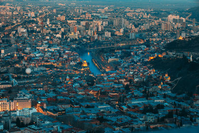 Aerial view of city buildings