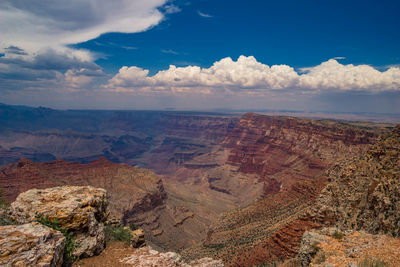 High angle view of landscape against cloudy sky