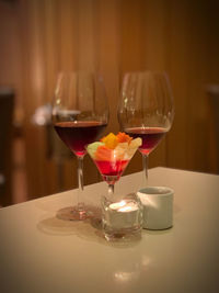 Close-up of wine glass on table