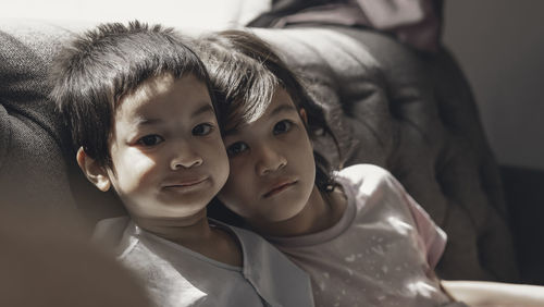 Portrait of cute boy at home