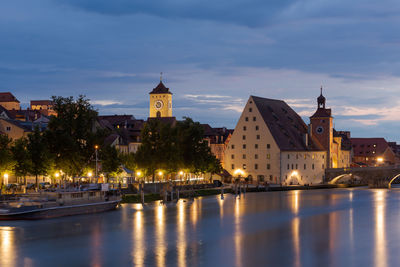 River amidst buildings against sky in city