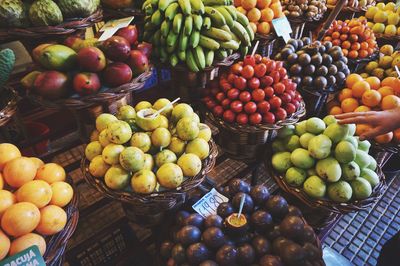 Full frame shot of fruits for sale in market