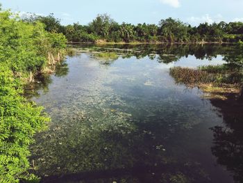 Scenic view of lake against sky