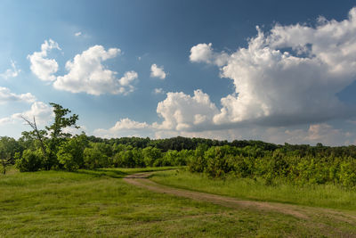 Scenic view of land against sky