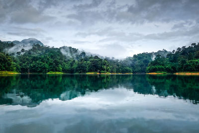 Scenic view of lake against sky