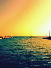 Scenic view of sea at sunset