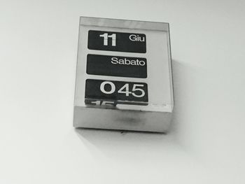 Close-up of information sign