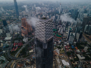 High angle view of buildings in city