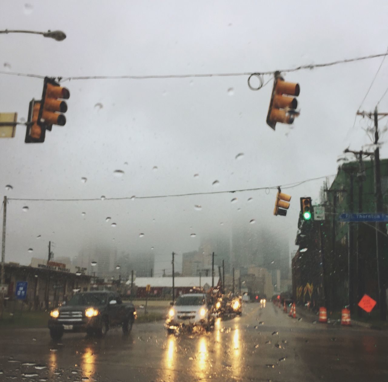 wet, rain, transportation, weather, drop, rainy season, hanging, illuminated, car, sky, water, land vehicle, raindrop, no people, outdoors, day