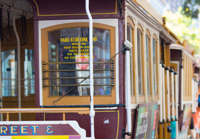 Close-up of text on window