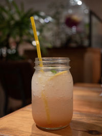 Close-up of drink on table