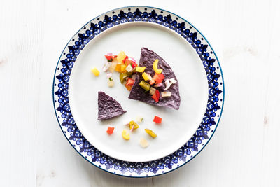 Directly above shot of food in plate on table