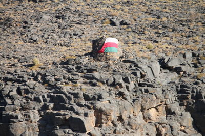 Low angle view of man on rock