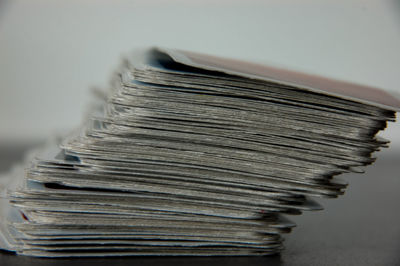 Close-up of stack of paper