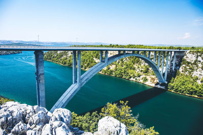 Bridge over river against sky croatia