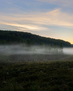 Scenic view of landscape against sky during sunset