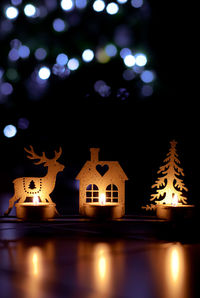 Illuminated christmas tree at home