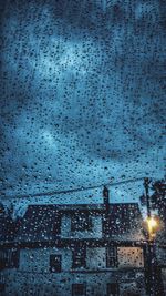 High angle view of water drops on glass