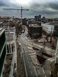 High angle view of traffic in city