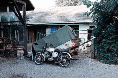 Bicycles on abandoned building