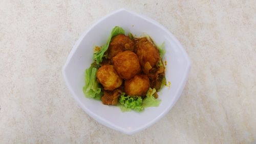 High angle view of food on table