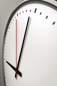 Close-up of clock over white background