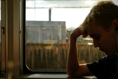 Man traveling in train