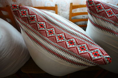 Close-up high angle view of pillows