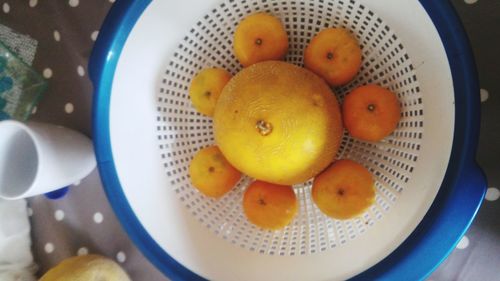 High angle view of fresh fruits in bowl