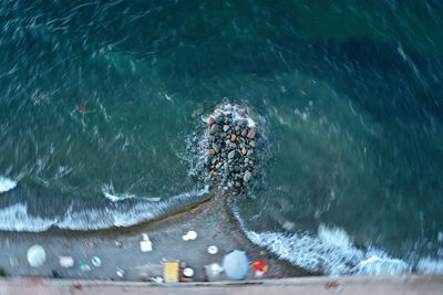 High angle view of person swimming in pool