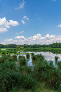 Scenic view of lake against sky