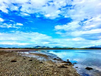 Scenic view of sea against cloudy sky