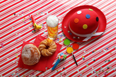 High angle view of drink in plate