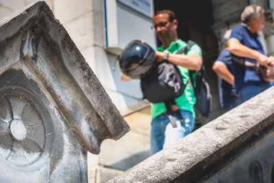 Men working in city