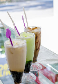 Close-up of drink in glass on table